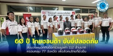 ไทยฮอนด้าฉลองครบรอบ 60 ปี ส่งมอบหมวกกันน็อกกว่าแสนใบทั่วประเทศ มูลค่า 112 ล้านบาท ผู้ว่าฯ ระยองร่วมรับมอบ 2,480 ใบ